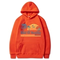 Orange oversized hoodie with Gulf of Mexico vintage print and front kangaroo pocket - Orange