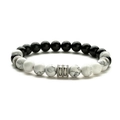 Handmade beaded bracelet with white turquoise and black agate stones for women - Black Natural Stone