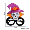 Halloween-Partybrille mit lila glitzerndem Hexenhut und Totenkopf, 18 cm x 16 cm - Schädelhut