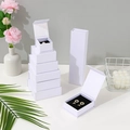Minimalist white jewelry gift box with magnetic flip lid and black velvet lining insert - 5*5*3.5CM / Pearl White