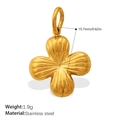 Golden clover pendant in stainless steel with 15.7mm height and 1.9g weight details - PJ1972G Four-Leaf Clover-Gold