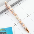 Pink floral ballpoint pen with rose gold metal accents and cute spring flower pattern - Style A Small Flower Pink