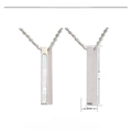 Macro view of 33mm stainless steel bar pendant with white acrylic inlay details - Silver White Acrylic Bar Pendant