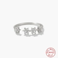 Luxe S925 zilveren open ring met vier sneeuwvlok bloemen van zirkonia stenen bezet - Verstelbaar Open / Witgoud