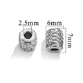 Silver stainless steel spacer bead with 6mm diameter and 7mm length for jewelry making - Irregular Texture / Steel