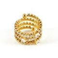 Elegant 18K gold-plated stainless steel spiral ring paved with white zircon stones - White Zircon (886)