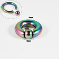 Rainbow captive bead ring in stainless steel with 10mm thickness for punk style body piercing - 10x16x12mm / Rainbow