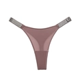 Deep dusty rose thong with rhinestone LOVE lettering and wide straps for fitness - S / Pink