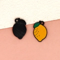 Miniature lemon fruit alloy pendants in black and yellow for DIY jewelry making - Lemon - Black (10-Black)