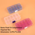Macro detail of fixed 10-compartment PP plastic storage boxes in three transparent colors - Fixed 10-Compartment 12.9*6.7*2.2CM