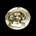 Antique bronze poodle pet ID tag with detailed relief carving and custom name space - Poodle