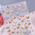 Autocollants d'ongles d'été mignons avec pastèques et glaces pour enfants - Effet Éclats de Verre Transparent M-1155 Avec Colle Gelée