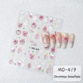 Weihnachts-Nagelaufkleber MO-419 mit rosa Schneeflocken, Bäumen und Schleifen - Weihnachten Nagelsticker MO-419