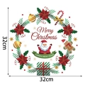 32cm Merry Christmas wreath wall sticker with Santa, gingerbread man and golden bells - Style E/32*32CM