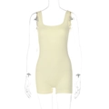 Detail of light yellow sleeveless bodysuit with round neck on a mannequin - S / Light Yellow