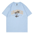 Light blue crew neck T-shirt featuring vintage Los Angeles palm tree graphic print - Light Blue