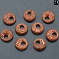 Set of 9 gold sandstone donut charms with off-center holes for DIY jewelry making - 18mm Side Hole Gold Sandstone (SYN)