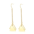 Golden geometric long drop earrings featuring a hollow double triangle tassel design - Gold (KE98000-KLX)