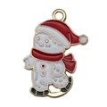 Ciondolo a forma di pupazzo di neve in smalto dorato per gioielli fai da te con cappello rosso - Stile Pupazzo Neve Sci (19573) / 1 Pezzo (25x16mm)
