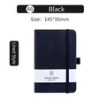 A6 black faux leather pocket notebook with elastic band and ruled inner pages - Black / A6