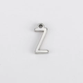 Polished silver stainless steel letter Z pendant charm with top ring for DIY jewelry - Z (Bracelet Accessory) / Steel