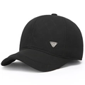 Heren winter baseballcap in zwart met gewatteerd patroon en metalen logo-plaatje - Verstelbaar / Zwart