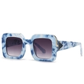 Gafas de sol cuadradas de gran tamaño con montura tie-dye azul y lentes de color degradado - Cielo Azul Nubes Blancas