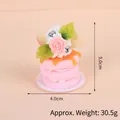 Pink waffle cream cake keychain with rose flower and love charm, 5cm height decoration - Gold Bead Chain / 032 Yellow Jam Cake