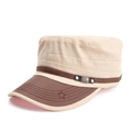 Detail of vintage military cap featuring canvas stitching and leather brim with star embroidery - Adjustable / Khaki