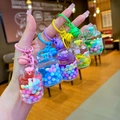 Creative colorful gas cylinder liquid keychains with sakura beads and bells in five colors - Multicolor Hardware (Random Mixed) Gas Tank Shape