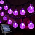 Solarbetriebene Kristallkugel LED Lichterkette in Lila für die Garten-Außendekoration - 5 Meter 20 Lichter Zwei-modus Solar / [lila] Bubble Ball 18 Cm