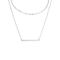 Collar de doble capa en acero inoxidable con cadena trenzada y colgante de barra elegante - Color Acero