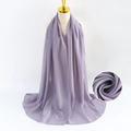 Elegant purple pearl chiffon wrap scarf for women with soft bubble texture details - Pink