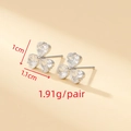 S925 silver clover earrings with heart zircon stones, sized 1.1cm and weighing 1.91g - Silver Clover