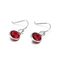 Elegant silver titanium drop earrings featuring multifaceted red gemstones and hooks - Red (KE82739-GC)