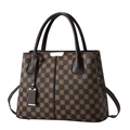 Chic brown checkered pattern crossbody handbag with adjustable shoulder straps - Checkerboard / Coffee