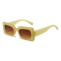 Translucent olive green rectangular sunglasses with thick frames and brown gradient lenses - Jelly Green Frame Gradient Tea Lens