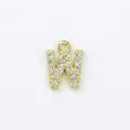Miniature gold-plated letter W charm with shimmering cubic zirconia micro-pave - Letter W / Gold