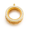 Pendente tondo dorato con bordo in zircone e design laterale con segno infinito - Colore Oro (KLJ4066-Z)