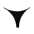 Minimalist black cotton thong with thin straps for fitness and sports wear - M / Black