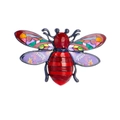 Fashionable gold bee brooch with red enamel and mosaic patterned wings for coats - Vintage Enamel Bee (JBSW324)