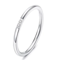 Minimalist silver steel ring with micro-pave zircon stones in a sleek circular design - US 5 / Silver-2 Stones