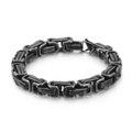 Mens vintage oxidized titanium steel Byzantine chain bracelet with lobster clasp - 16cm / 8mm / Vintage Black
