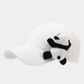 Close-up of white cotton baseball cap featuring a cute plush panda doll on the side - Adjustable / White