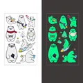Luminous cartoon polar bear tattoo stickers for children with green glow effect - Cartoon Mix Style (WS-K100)
