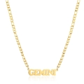 18K gold plated stainless steel Gemini zodiac pendant on a classic Figaro link chain - Gold Gemini