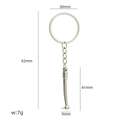Creatieve tandartsboor sleutelhanger van zilver metaal met alle afmetingen erop - Gesimuleerde Tandboor