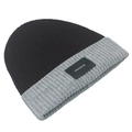 Gorro de punto de invierno bicolor negro y gris claro con parche de etiqueta CHOOSE ME - Negro y gris claro