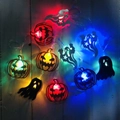 Multicolor LED Halloween string lights featuring glowing pumpkin and ghost shapes - Pumpkin+Black White Ghost-Multicolor