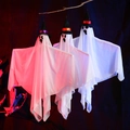 Three-piece Halloween hanging ghost set with witch hats and vibrant LED lighting effects - H-15 Double-Layer Ghost with Hat (H-15)